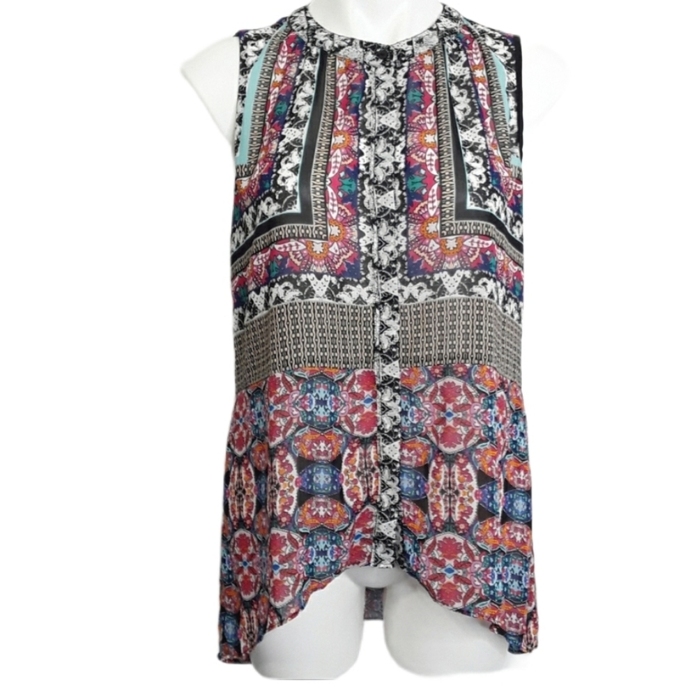 Nicole Miller Sleeveless Button-Up Slip Blouse EUC sz M